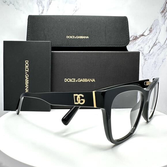 New Dolce&Gabbana Eyeglasses Black Square Gold Metal 55-18-145mm Glasses Frames main image 7
